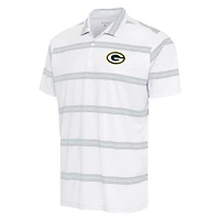 Men's Antigua White/Gray Green Bay Packers Groove Polo