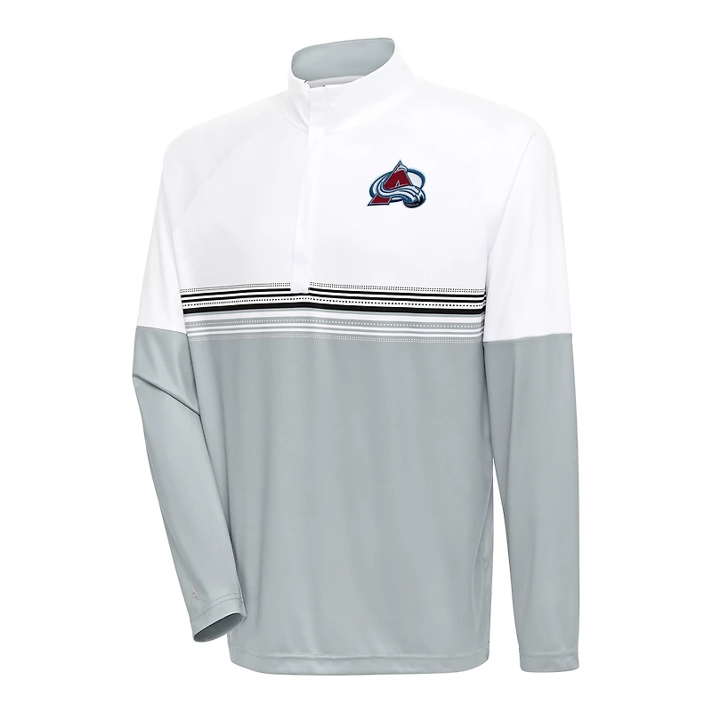 Men's Antigua White/Black Colorado Avalanche Bender Quarter-Zip Pullover Top