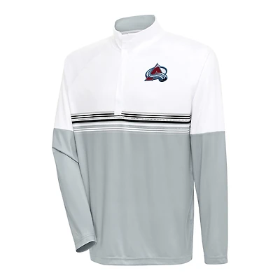 Men's Antigua White/Black Colorado Avalanche Bender Quarter-Zip Pullover Top