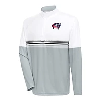 Men's Antigua White/Black Columbus Blue Jackets Bender Quarter-Zip Pullover Top