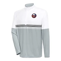 Men's Antigua White/Black New York Islanders Bender Quarter-Zip Pullover Top