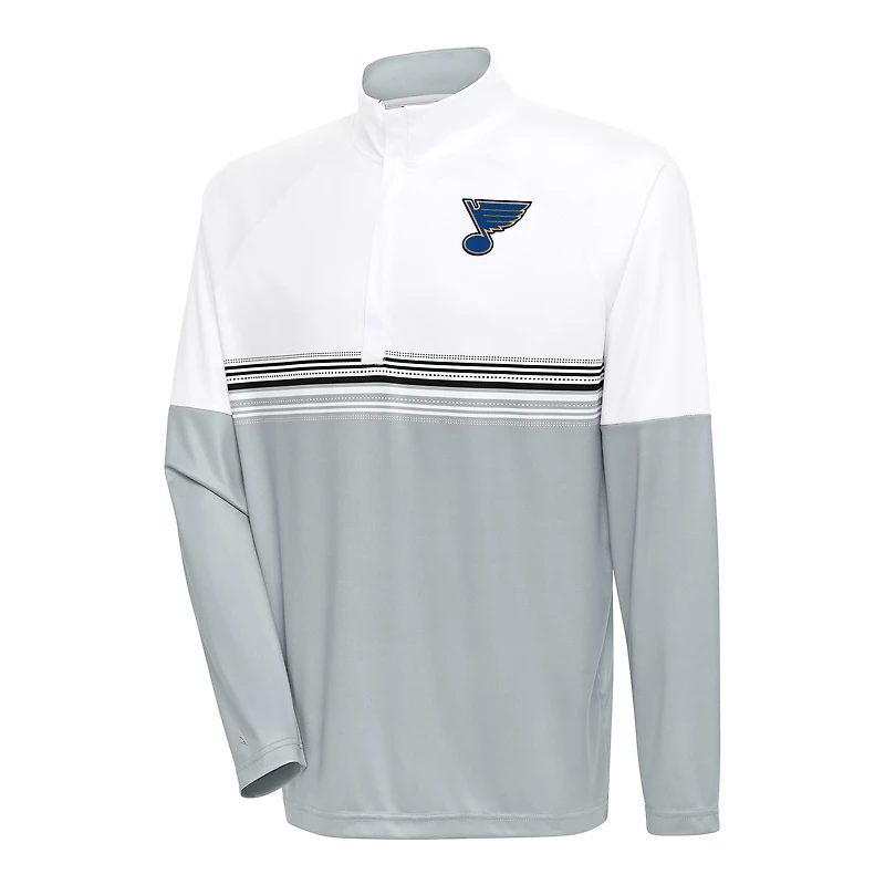 Men's Antigua White/Black St. Louis Blues Bender Quarter-Zip Pullover Top