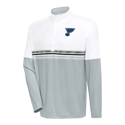 Men's Antigua White/Black St. Louis Blues Bender Quarter-Zip Pullover Top