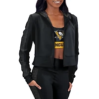 Women's Black Pittsburgh Penguins Cropped Full-Zip Hoodie