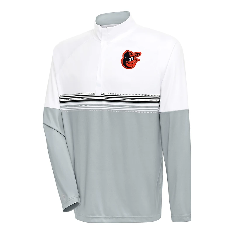 Men's Antigua White/Black Baltimore Orioles Bender Quarter-Zip Pullover Top