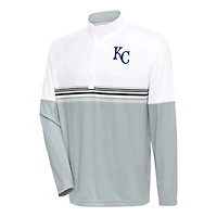Men's Antigua White/Black Kansas City Royals Bender Quarter-Zip Pullover Top