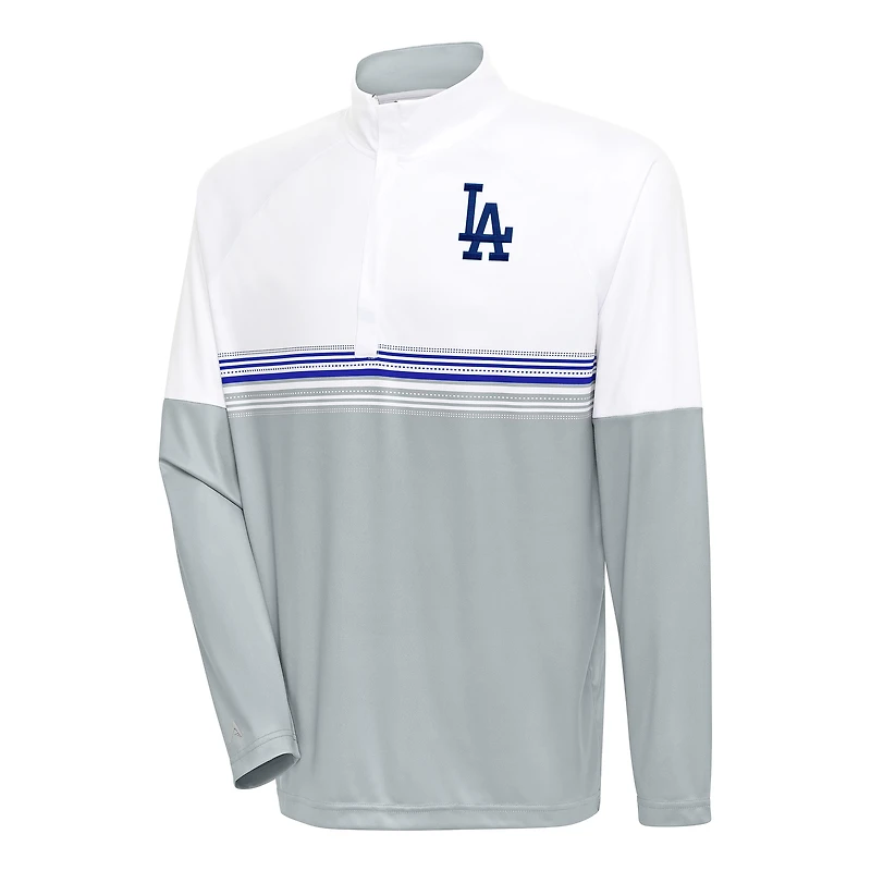 Men's Antigua White/Royal Los Angeles Dodgers Bender Quarter-Zip Pullover Top