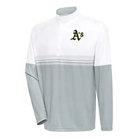 Men's Antigua White/Gray Athletics Bender Quarter-Zip Pullover Top