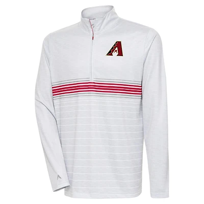 Men's Antigua Heather Gray/Red Arizona Diamondbacks Bullseye Quarter-Zip Pullover Top
