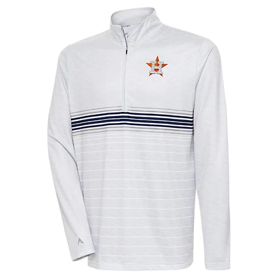 Men's Antigua Heather Gray/Navy Houston Astros Bullseye Quarter-Zip Pullover Top