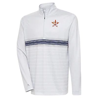 Men's Antigua Heather Gray/Navy Houston Astros Bullseye Quarter-Zip Pullover Top