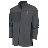 Men's Antigua Heather Charcoal Cleveland Browns Team Logo Course Full-Zip Jacket