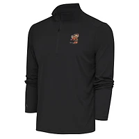 Men's Antigua Charcoal Cleveland Browns Team Logo Tribute Quarter-Zip Pullover Top