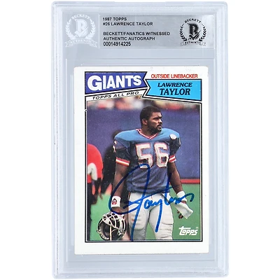 Lawrence Taylor New York Giants Autographed 1987 Topps #26 Beckett Fanatics Witnessed Authenticated Card
