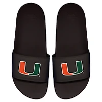 Men's ISlide Black Miami Hurricanes Primary Logo Motto Slide Sandals