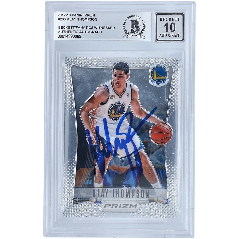 Klay Thompson Golden State Warriors Autographed 2012-13 Panini Prizm #203 Beckett Fanatics Witnessed Authenticated 10 Rookie Card