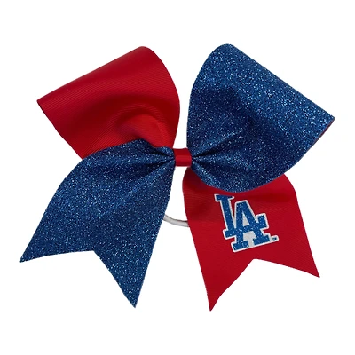 Los Angeles Dodgers Jumbo Glitter Bow with Ponytail Holder