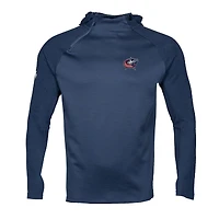 Men's Levelwear Navy Columbus Blue Jackets Ascent Insignia Asymmetric Quarter-Zip Pullover Hoodie