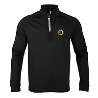 Men's Levelwear Black Boston Bruins Calibre Icon Mantra Quarter-Zip Pullover Top