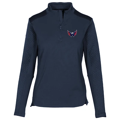 Women's Levelwear Navy Washington Capitals Daybreak Quilted Quarter-Zip Pullover Top