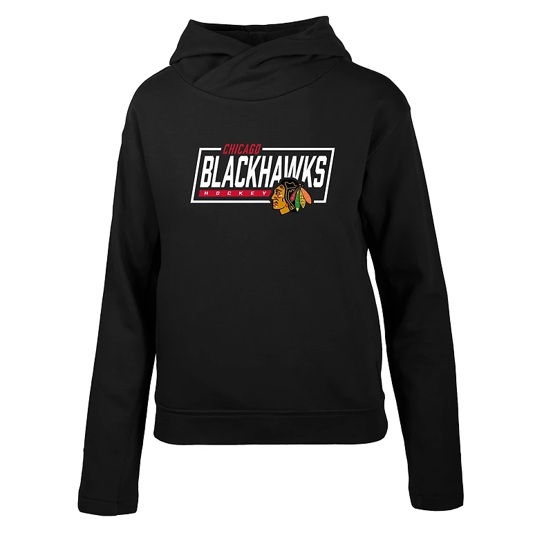 Women's Levelwear Black Chicago Blackhawks Verve Evian Pullover Hoodie