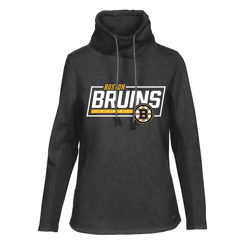 Women's Levelwear Black Boston Bruins Loop Boxed In Design Pullover Hoodie