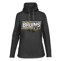 Women's Levelwear Black Boston Bruins Loop Boxed In Design Pullover Hoodie