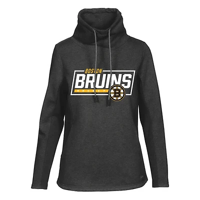 Women's Levelwear Black Boston Bruins Loop Boxed In Design Pullover Hoodie