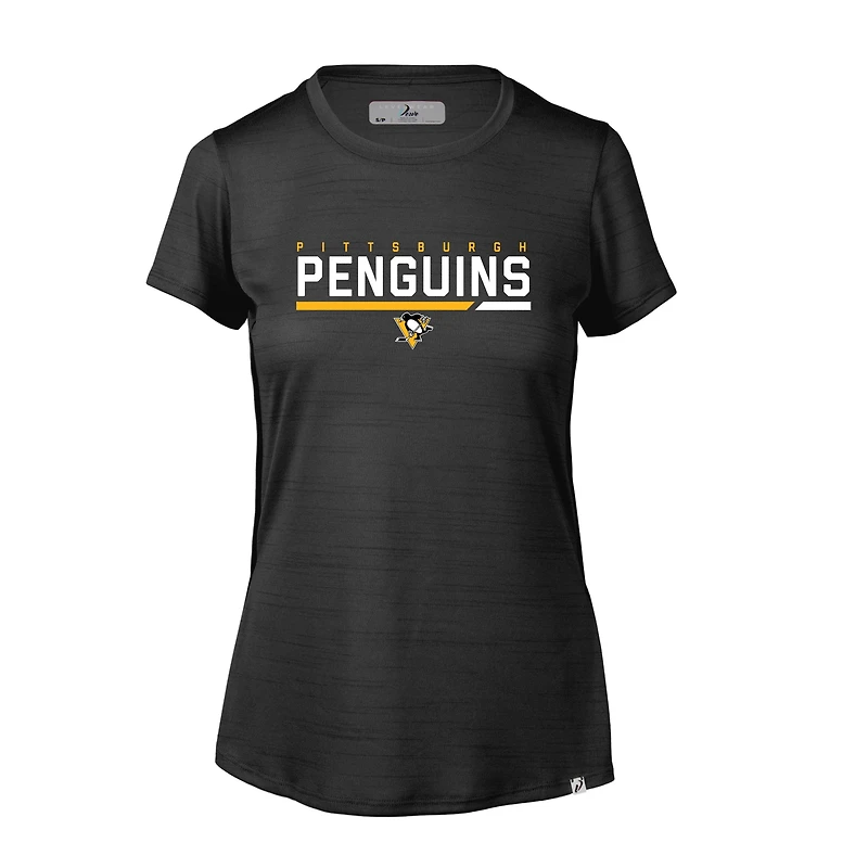 Women's Levelwear Heather Black Pittsburgh Penguins Lux Underline T-Shirt