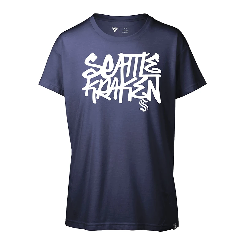 Women's Levelwear Navy Seattle Kraken Teagan Graffiti T-Shirt