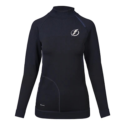 Women's Levelwear Navy Tampa Bay Lightning Asymmetrical Insignia Tri-Blend Quarter-Zip Pullover Top