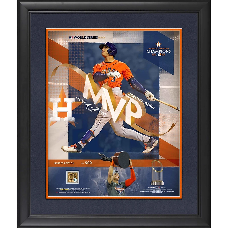 Jeremy Peña Houston Astros Framed 16" x 20" 2022 World Series MVP Collage with a Piece of Game-Used World Series Dirt - Limited Edition of 500