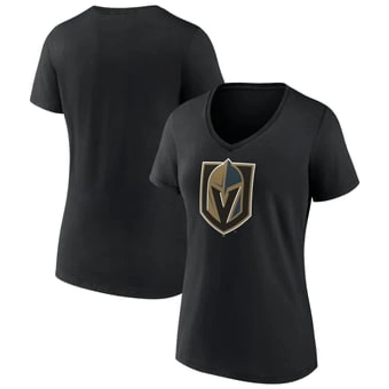 Women's Black Vegas Golden Knights Team Primary Logo V-Neck T-Shirt
