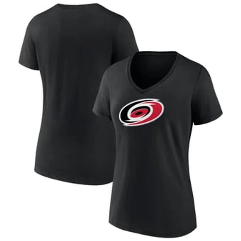 Women's Black Carolina Hurricanes Team Primary Logo V-Neck T-Shirt