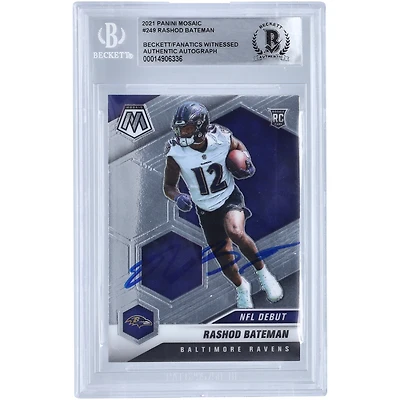 Rashod Bateman Baltimore Ravens Autographed 2021 Panini Mosaic NFL Debut #249 Beckett Fanatics Witnessed Authenticated Rookie Card