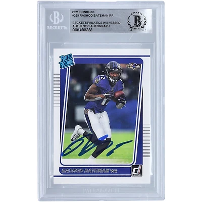Rashod Bateman Baltimore Ravens Autographed 2021 Panini Donruss #265 Beckett Fanatics Witnessed Authenticated Rookie Card