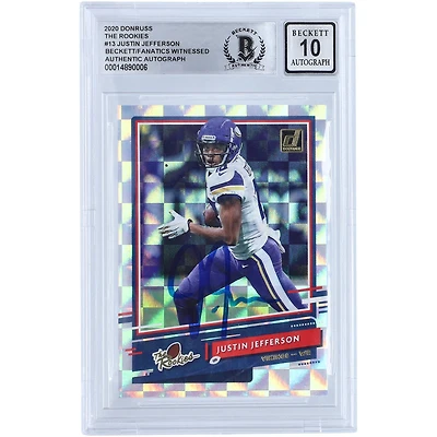 Justin Jefferson Minnesota Vikings Autographed 2020 Panini Donruss The Rookies #TR-JJ Beckett Fanatics Witnessed Authenticated 10 Rookie Card