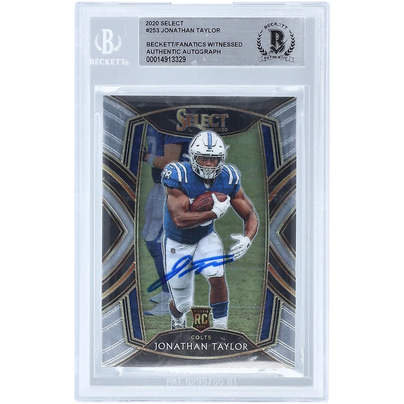 Jonathan Taylor Indianapolis Colts Autographed 2020 Panini Select Club Level #253 Beckett Fanatics Witnessed Authenticated Rookie Card