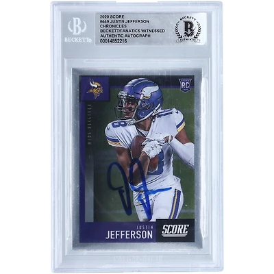 Justin Jefferson Minnesota Vikings Autographed 2020 Panini Score #449 Beckett Fanatics Witnessed Authenticated Rookie Card