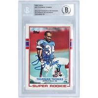 Thurman Thomas Buffalo Bills Autographed 1989 Topps Super Rookie #45 Beckett Fanatics Witnessed Authenticated Rookie Card with "HOF 07" Inscription