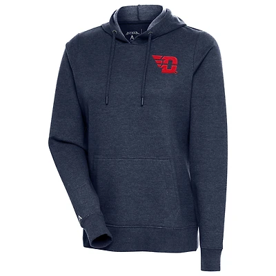 Women's Antigua Heather Navy Dayton Flyers Action Pullover Hoodie