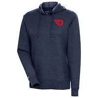 Women's Antigua Heather Navy Dayton Flyers Action Pullover Hoodie