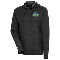 Women's Antigua Heather Black Delaware Fightin' Blue Hens Action Pullover Hoodie