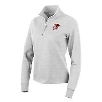 Women's Antigua Heather Gray Bowling Green St. Falcons Action Quarter-Zip Pullover Sweatshirt
