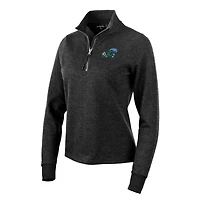 Women's Antigua Heather Black Tulane Green Wave Action Quarter-Zip Pullover Sweatshirt