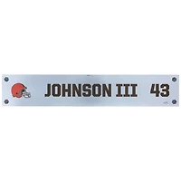 John Johnson III Cleveland Browns Player-Issued #43 Silver Nameplate from the 2021 NFL Season