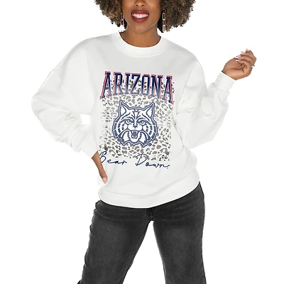 Women's Gameday Couture Arizona Wildcats White Oversized Drop Shoulder Fleece Drop Pullover Sweatshirt