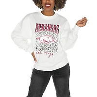 Women's Gameday Couture Arkansas Razorbacks White Oversized Drop Shoulder Fleece Drop Pullover Sweatshirt