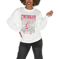 Women's Gameday Couture Cincinnati Bearcats White Oversized Drop Shoulder Fleece Drop Pullover Sweatshirt