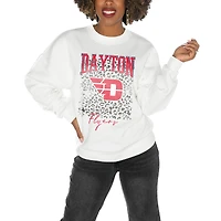 Women's Gameday Couture Dayton Flyers White Oversized Drop Shoulder Fleece Drop Pullover Sweatshirt